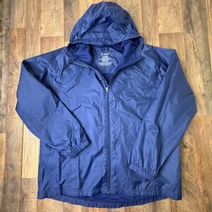 LL Bean Discovery Rain Coat Jacket Men's XL Blue Hooded Waterproof Breathable